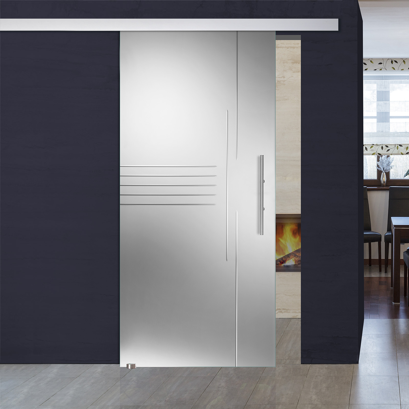 Glasschiebetür ST632 Satinato Dekor mit ALU60 Schiebesystem Option ... Glasschiebetür ST632 Satinato Dekor mit ALU60 Schiebesystem Option ...